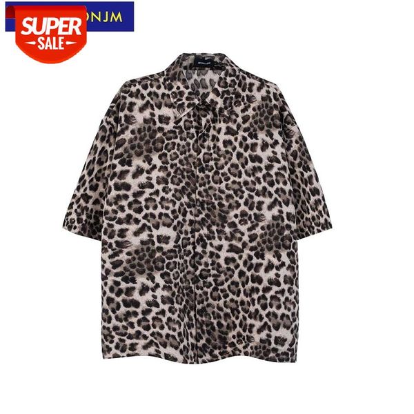 

uncledonjm leopard print shirts for men japanese fashion streetwear hawaiian shirt mens clothing trends aw019 #4b20, White;black