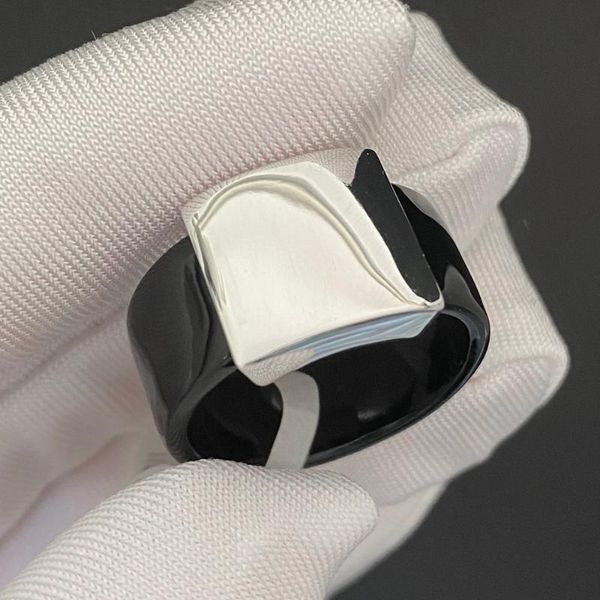 

wedding rings 2021 fashion for women crystals silver rose gold color jewelry black 10mm graduation gift ladies party punk, Slivery;golden