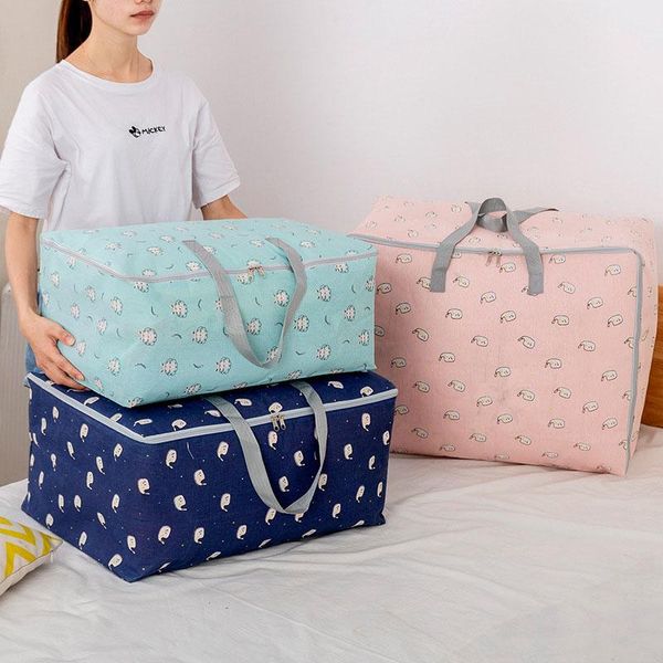 

storage bags linen-like quilt bag large zipper portable clothes set