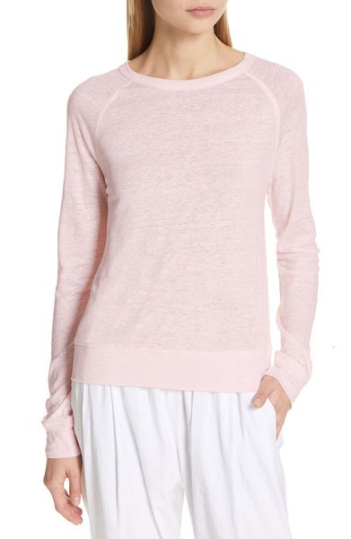 

women's t-shirt long sleeved t-shirt, linen pants, summer, White