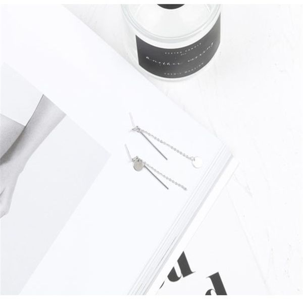 

disc chandelier trendy hip hop cool net red creative tassel geometric earrings, Silver