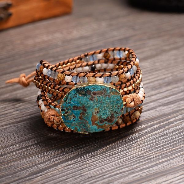 

tennis handmade faceted beaded 5 wrap couple bracelets ocean oval stones quality holiday jewelry, Golden;silver