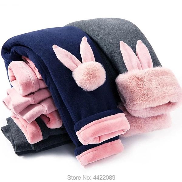 

cartoon girls pure cotton padded leggings winter pants baby warm plush thickened child trousers, Blue