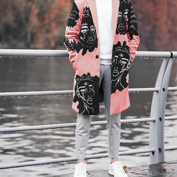 

autumn and winter women's wear medium long print sleeve woolen coat, Black;brown