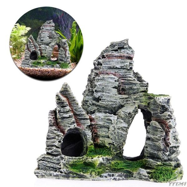 

decorations aquarium fish tank ornament rockery hiding cave landscape decor underwater y110-drop