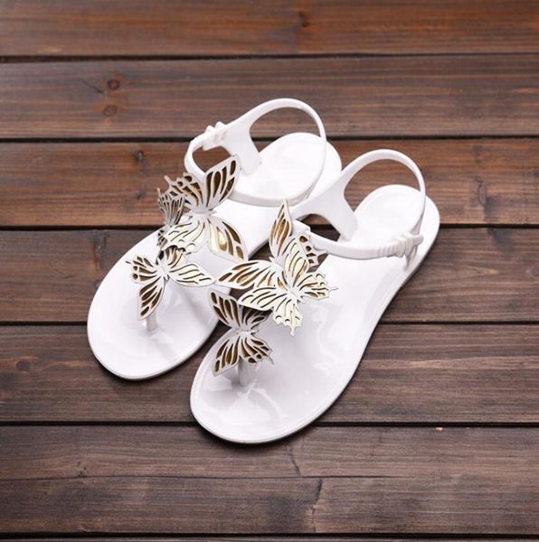 

sandals summer flat women flip flops outside slipper beach shoes butterfly ladies jelly sandalias mujer 2021, Black