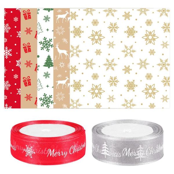 

gift wrap hemoton 50pcs christmas packing paper assortment wrapper sheets for holiday festival flower packaging