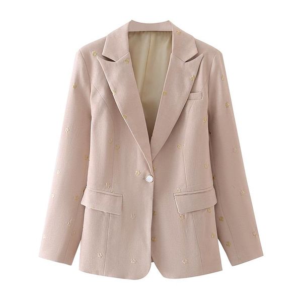 

women's suits & blazers yenkye women fashion 2021 floral embroidery slim blazer mujer notched collar single button office suit jacket f, White;black