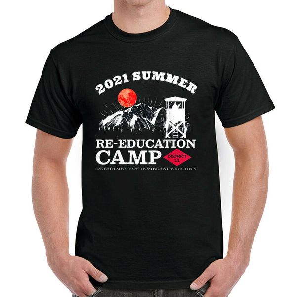 

2021 summer re-education camp t-shirt, White;black
