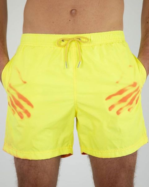 

men's shorts water color changing beach pants swimming trunks large qui drying three point, White;black