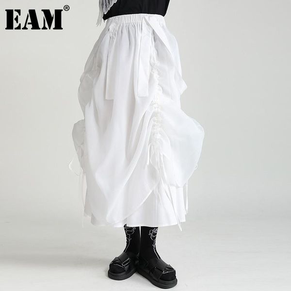 

skirts [eam] black irregular drawstring bandage high elastic waist half-body skirt women fashion tide spring summer 2021 1dd8602