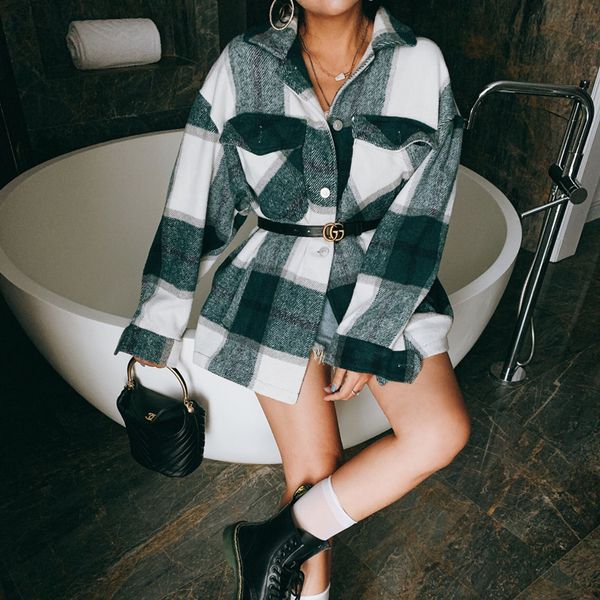 

women's jackets winter coats and jackets women red green plaid ladies korean oversized winter female autumn1 gsk1, Black;brown