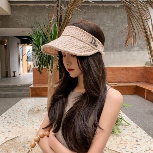 

wide brim hats korean imitation lala grass empty head sun hat spring summer brand snapback fashion for women peaked cap casquette, Blue;gray