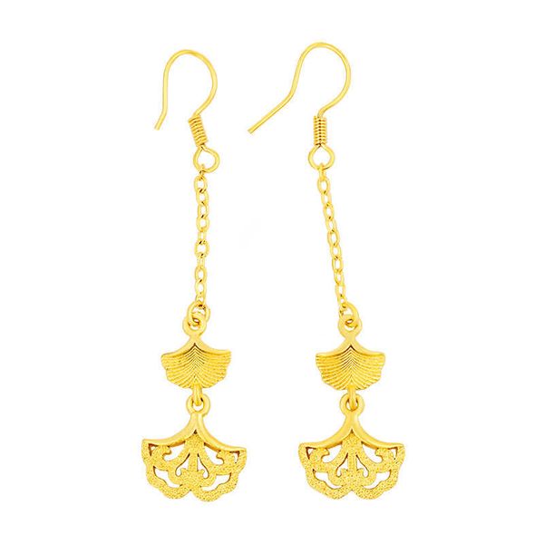 

women's love apricot leaf 24k gold plated charm earrings njge118 fashion wedding gift women yellow gold plate jewelry earring, Golden