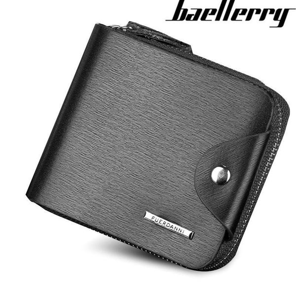 

baellerry men's wallet horizontal buckle zipper multi function card zero wallets, Red;black