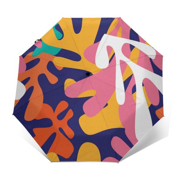 

umbrellas automatic umbrella rain women three-folding henri matisse shapes colorful windproof female waterproof parasol