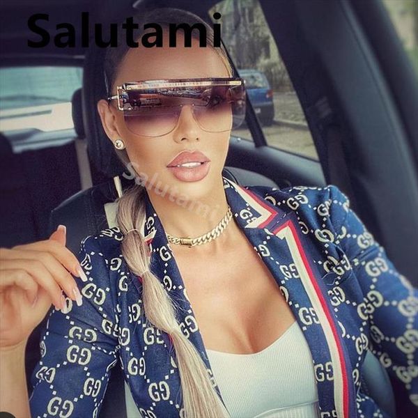 

unique rimless one piece oversized gradient sunglasses for women lloy hollow leg flat uv400 sun men retro square shades, White;black