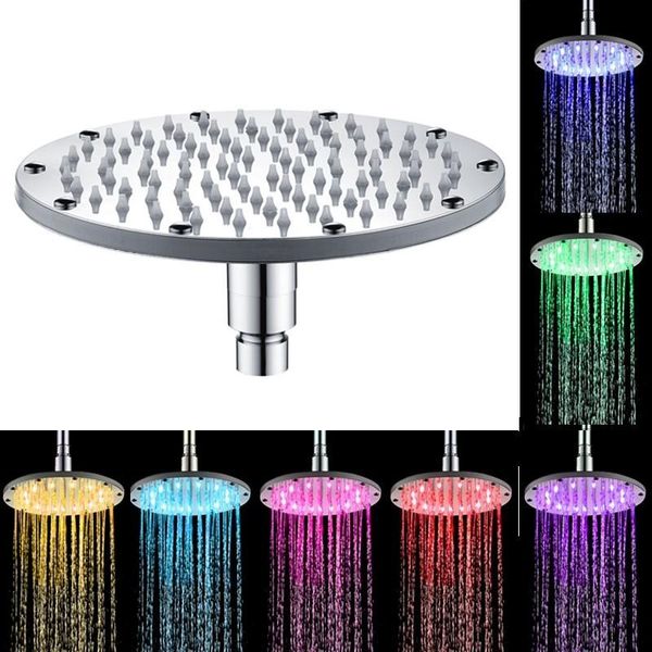 

bathroom shower heads est head square led colorful spray stainless steel 6/8/10/12inch sprinkler 3 colors temperature sensor light