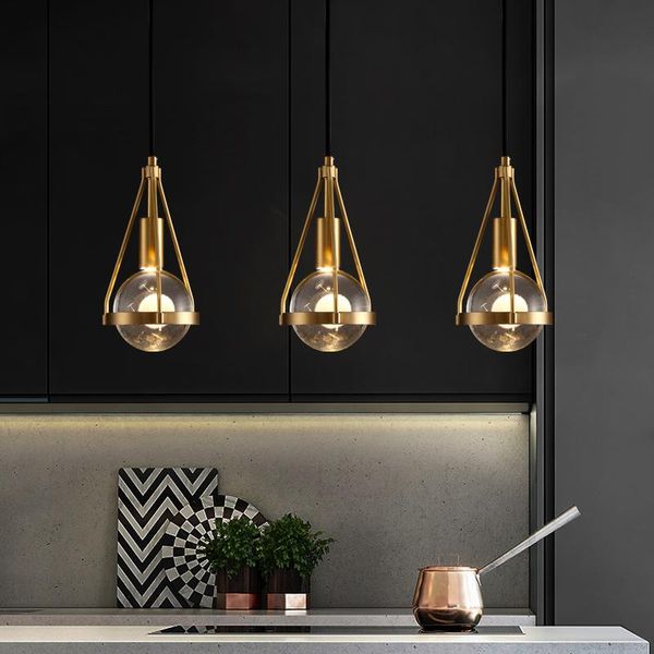 

bedroom bedside pendant lights modern luxury copper crystal kitchen restaurant island lighting dining room suspension luminaire lamps