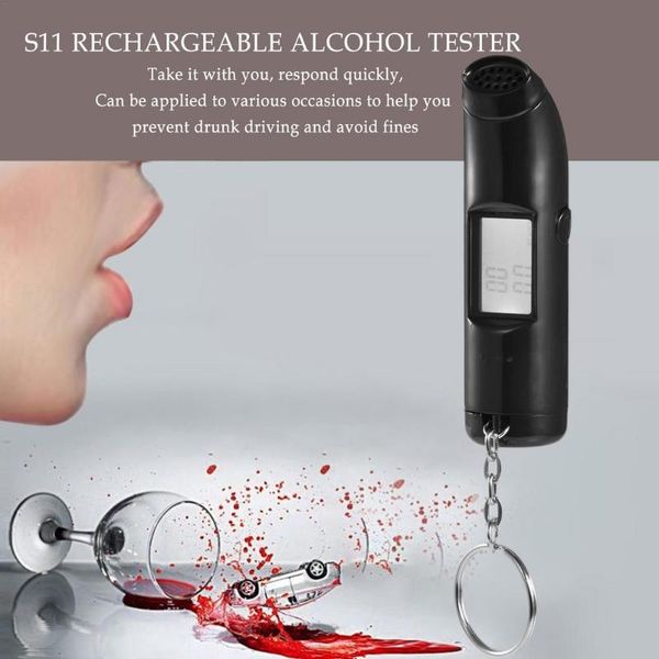 

alcoholism test usb rechargeable mini alcohol tester fast and efficient non contact pro drunk driving judge lcd data display + warning sound