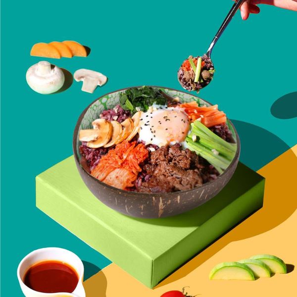 

1pc coconut shell key storage bowl cutlery salad (random color) bowls