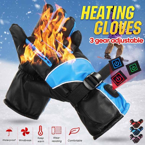 

ski gloves winter electric heated waterproof windproof cycling warm heating screen outdoor thickening fleece
