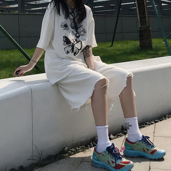 

casual summer denim streetwear baggy women short vintage straight jean high waist wide leg, White;black