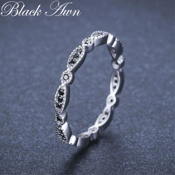 

cluster rings sodrov casual 2g 925 sterling silver fine jewelry trendy engagement black spinel leaf women's wedding ring bijoux femme g, Golden;silver