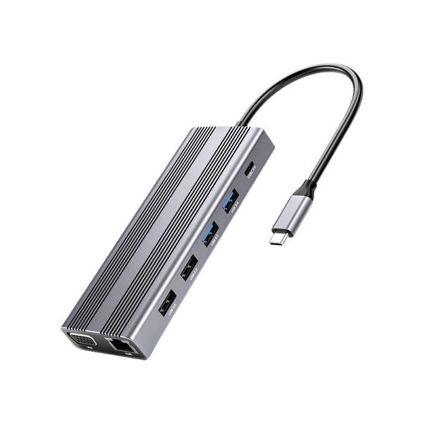 

hubs usb c hub 12 in 1 multiport adapter with 3.0 2.0 4k compatible vga 60w pd 5gbps rj45 3.5mm tf card reader