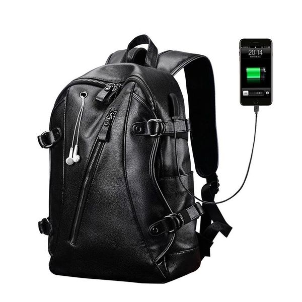 

backpack 2021 selling men leather fashion boys travel bags shoolbag for teenager usb charging waterproof laptop