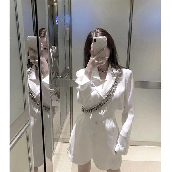 

give you a4 waist] temperment giant slimming black-and-white two-color lu yao 2021 autumn style suit agent on behalf of women's suits &, White;black