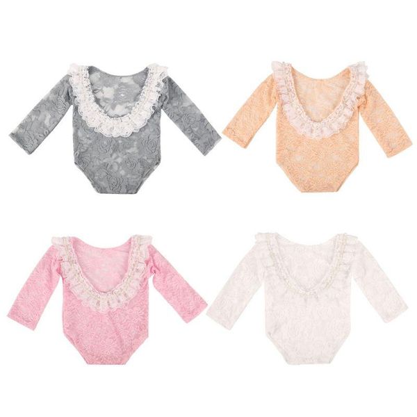 

clothing sets born baby pography props girls lace romper jumpsuit infants princess costume outfits, White