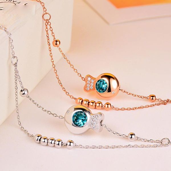 

anklets lovely real grade s925 anklet cats cuffs female fashion jewelry fetters women accessories foot feet chain jewel girl, Red;blue