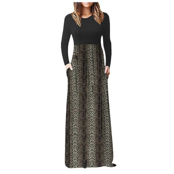 

casual dresses women's black dress autumn printed long-sleeved low-cut urbano vestidos de mujer, Black;gray