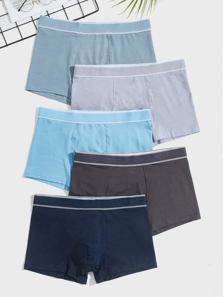 

men 5pcs tape-waist boxer brief 68ep#, Black;brown