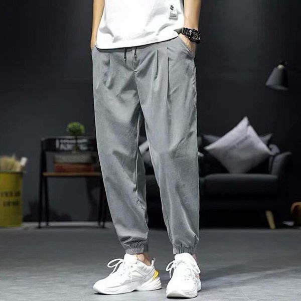 

men's pants 2021 jogger harem ankle length loose harajuku japan beam feet casual jogging trouser elastic waist hip hop, Black