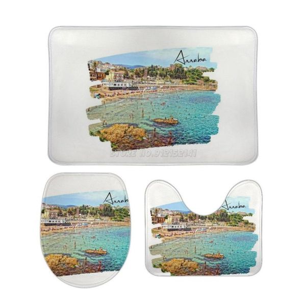 

bath mats algeria brushstroke artwork-beach in annaba 3pcs bathroom set non-slip rug print carpet doormats toilet seat
