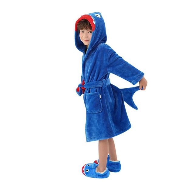 

pajamas 3-9 year baby robe cartoon hoodies girl boys sleepwear good quality bath towels kids soft bathrobe children's clothing, Blue;red