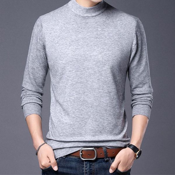 

men's sweaters turtleneck for men solid colour slim elastic thin pullover spring autumn knitting brand sweater, White;black