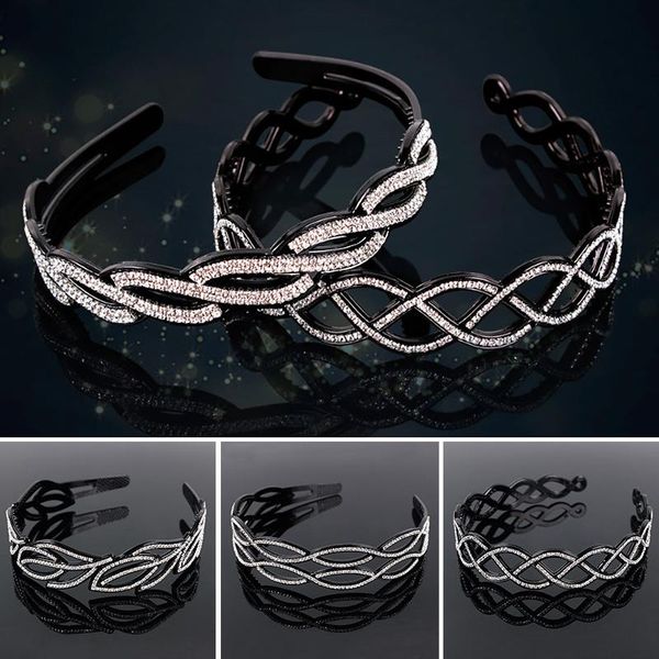 

hair clips & barrettes wide-brimmed fashion crystal leaf headbands rhinestone women hairbands for wedding party jewelry simple style, Golden;silver