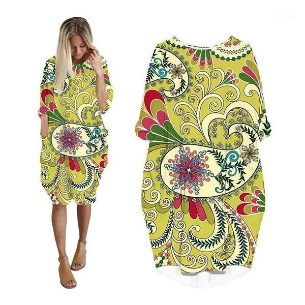 

casual dresses woman midi dress shirt paisley 3d print fashion pocket harajuku long sleeve exotic womens plus size punk clothes, Black;gray