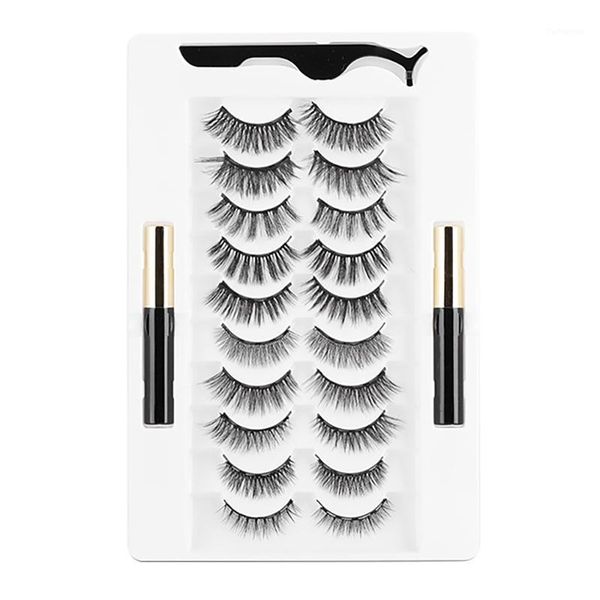 

pairs magnetic eyelashes set liquid eyeliner magnet eyelash & tweezers waterproof lasting lashes extension false1