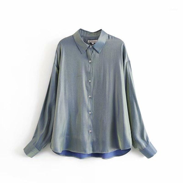 

solid women long sleeves oversize shirt 2021 autumn leisure lady turn-down collar blouse loose s6326 women's blouses & shirts, White