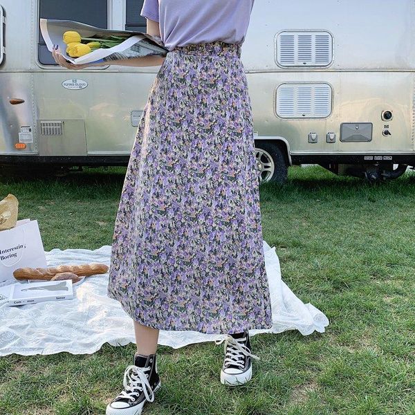 

skirts summer women chiffon skirt floral printed 02140#, Black