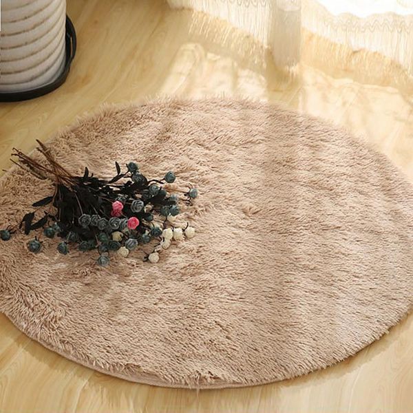 

carpets shaggy round carpet living room bedroom bedside sofa soft silky plush mat modern area rug floor gray khaki home decor