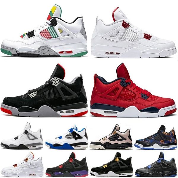 

4 4s men basketball shoes bred red metallic what the cavs court purple black-cat raptors mens trainers sport sneakers 7-13