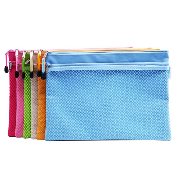 

document bag double-layer mesh zipper student test paper information waterproof canvas stationery storage pencil bags