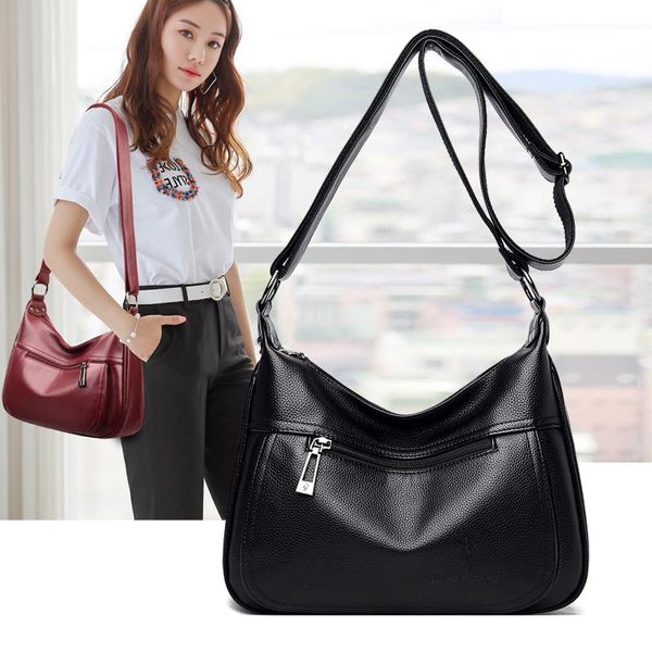 

evening bags vintage black crossbody for women luxury soft leather shoulder bag large capacity messenger ladys brand design handbags