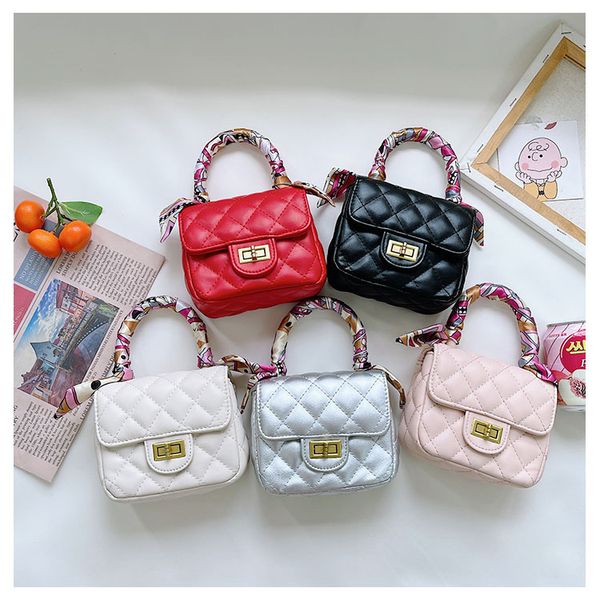 

sweet girls princess handbags autumn/winter 2021 embroidered thread silk scarf kids singler shoulder bags children crossbody bag f748, Black
