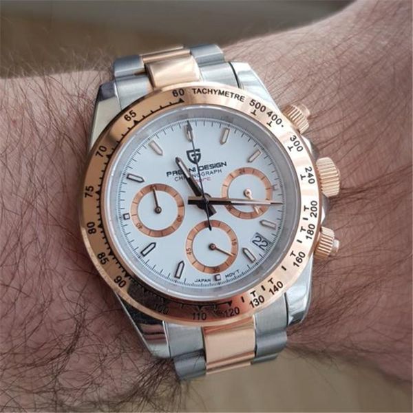 

wristwatches watch men pagani design fashion stainless steel mens watches chronograph gold busniness for man pd-1644, Slivery;brown